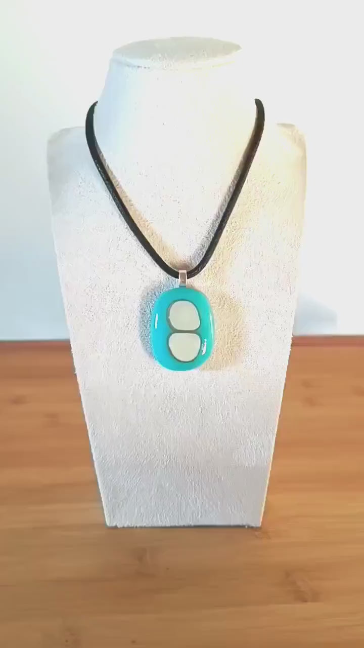 Fused glass pendant necklace, artisan handcrafted jewellery