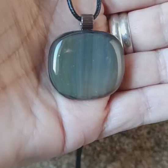 Fused glass pendant necklace, artisan handmade jewellery, letterbox gift