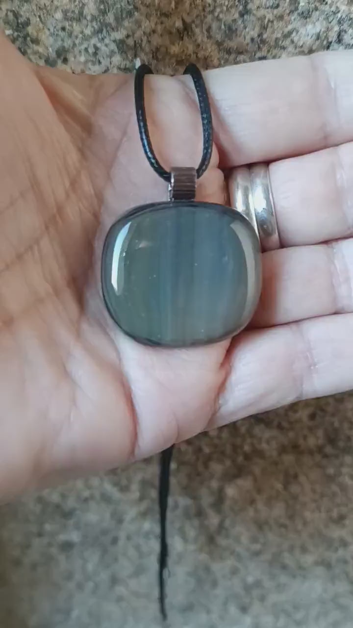 Fused glass pendant necklace, artisan handmade jewellery, letterbox gift