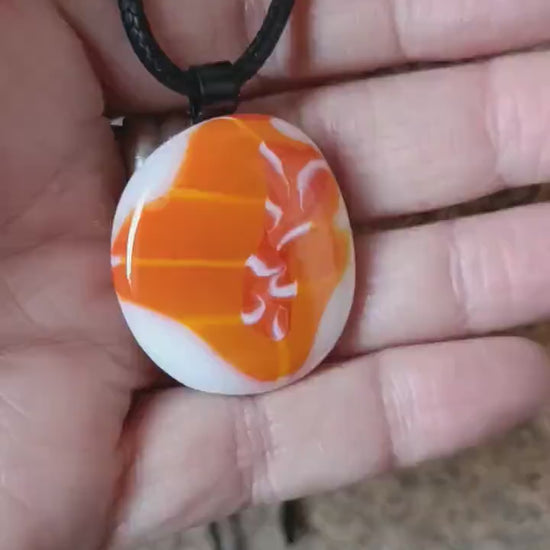 Fused glass pendant with cord necklace, handmade jewellery