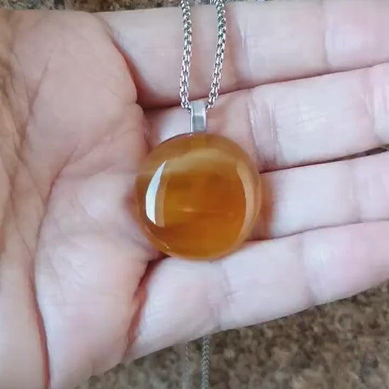 Fused Glass Pendant with Necklace made with transparent glass - funky jewellery - unique gender-neutral gift - easy to mail letterbox gift
