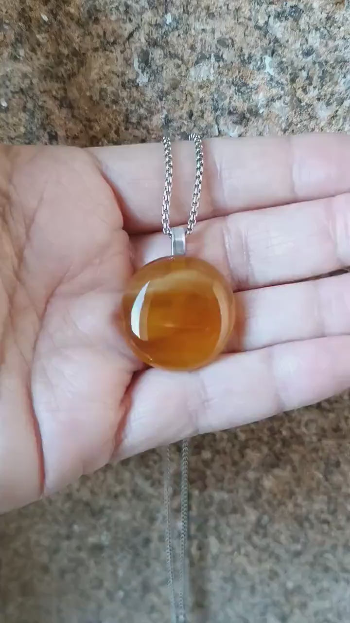 Fused Glass Pendant with Necklace made with transparent glass - funky jewellery - unique gender-neutral gift - easy to mail letterbox gift