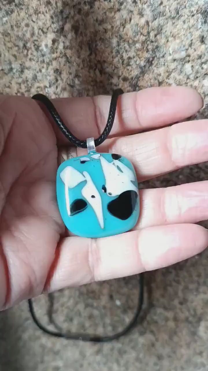 Fused glass pendant necklace, artisan handmade jewelry