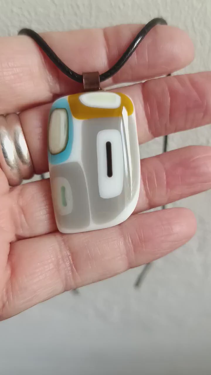 One of a Kind Fused Glass Necklace – Handmade OOAK Wearable Art Pendant – Unique Statement Jewellery Gift for Her or LGBT Unisex Gift
