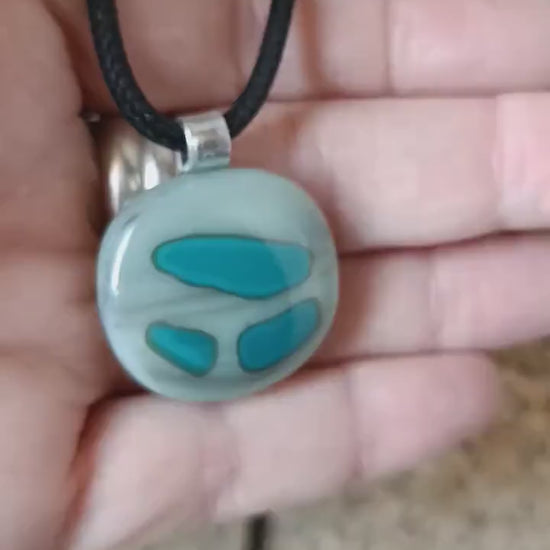 Fused Glass Abstract Pendant with necklace, handmade jewellery
