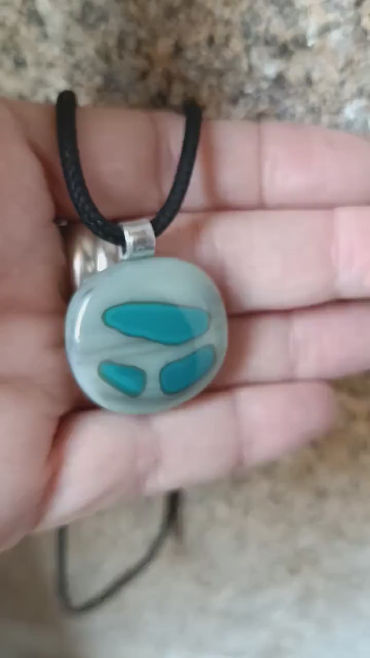 Fused Glass Abstract Pendant with necklace, handmade jewellery