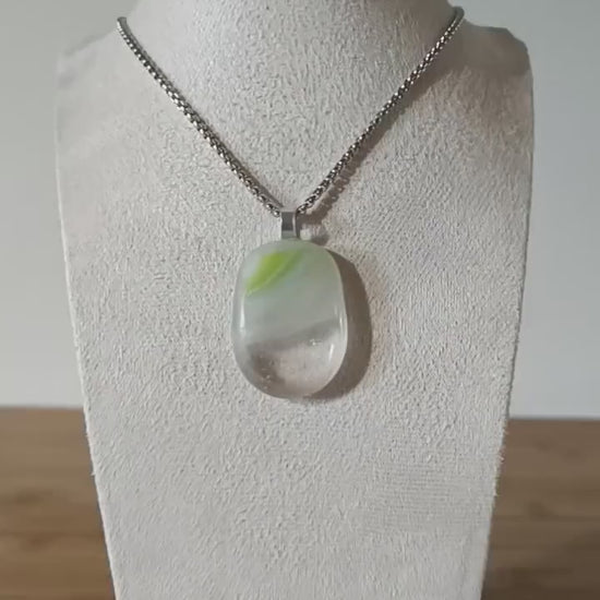 Fused glass Pendant Necklace: Transparent Handmade Jewellery