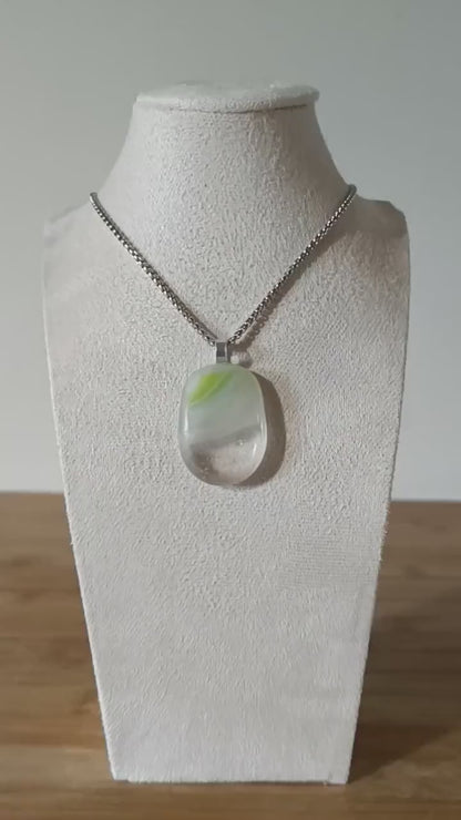 Fused glass Pendant Necklace: Transparent Handmade Jewellery