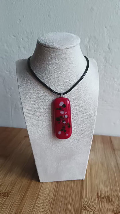 Handmade Red Glass Long Pendant Necklace - Unique Statement Jewellery - Letterbox Gift - One off Funky Gift for Her
