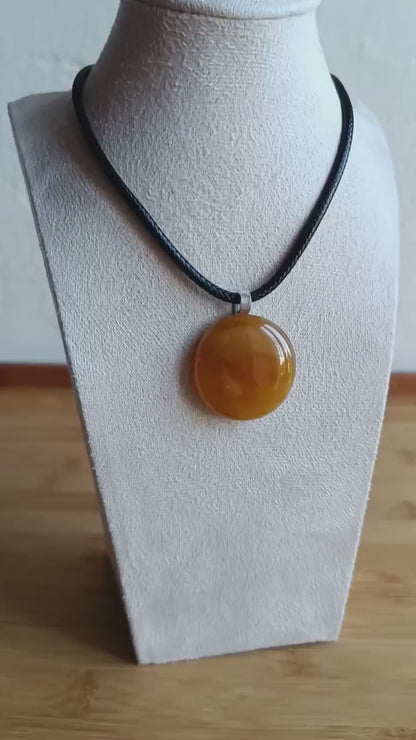 Fused Streaky Glass Pendant with Cord Necklace, Handmade Jewellery,